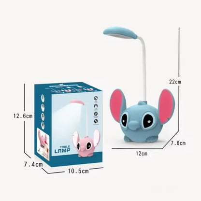 Disney Lilo & Stitch LED-Schreibtischlampe mit Bleistiftspitzer, faltbares Licht, niedliche Schreibtischlampe, USB-aufladbares Licht, Geschenk von Klassenkameraden
